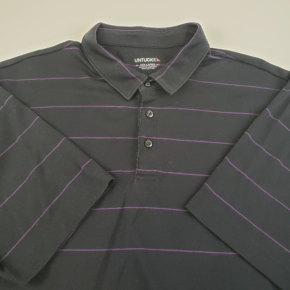 UNTUCKit Axios Wide Stripe Casual Short Sleeve Polo Shirt Top Mens 3XL XXXL